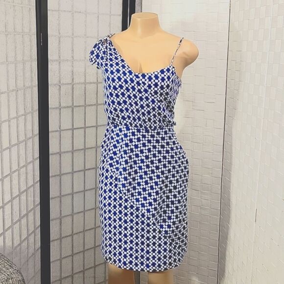 BRAND NEW BANANA REPUBLIC TIE-SHOULDER GEOMETRIC DRAPE DRESS - Picture 4 of 13